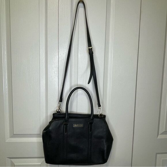 Kenneth Cole Reaction Triple Entry Harriet Handbag Purse Black w/ Gold Hardware - Picture 2 of 14